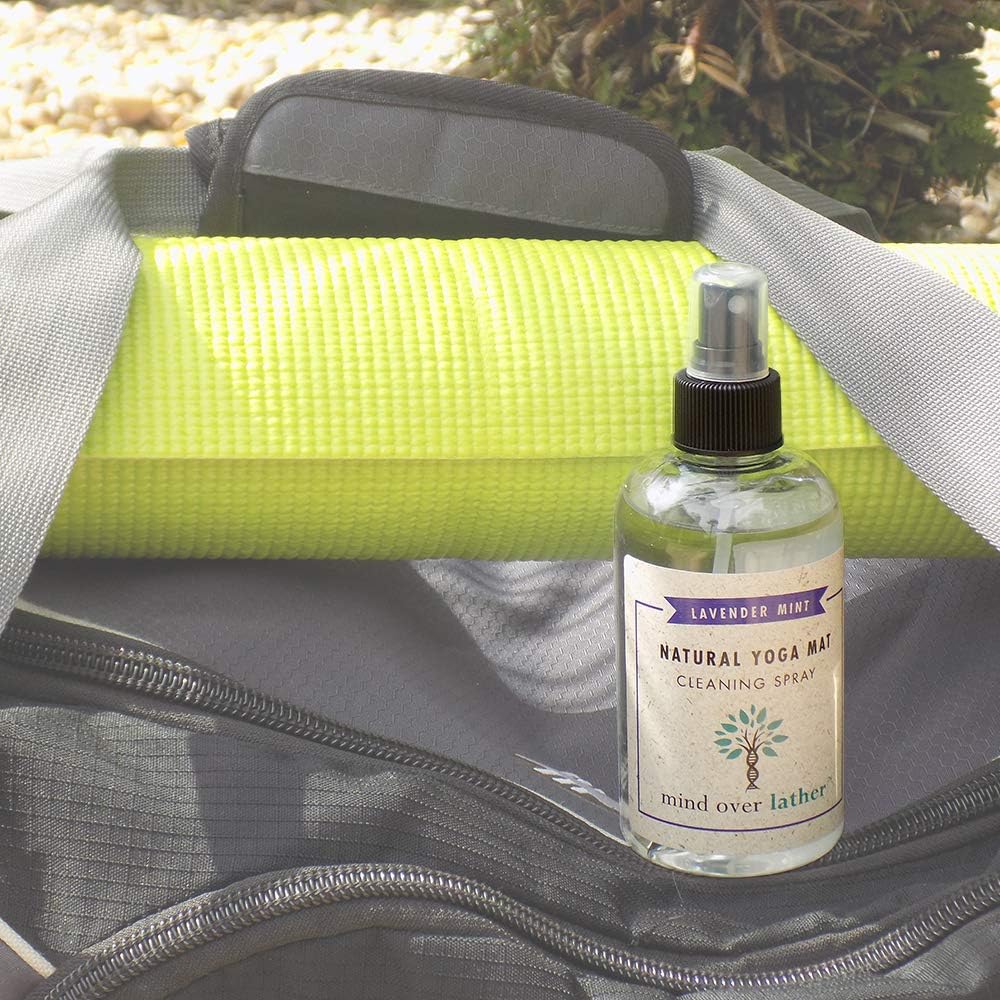 Mind Over Lather Yoga Mat Cleaner & Cleaning Spray 8oz 100% Natural Essential Oils | Lavender Mint | Cleans, Deodorizes & Restores All Mats | Non-Toxic