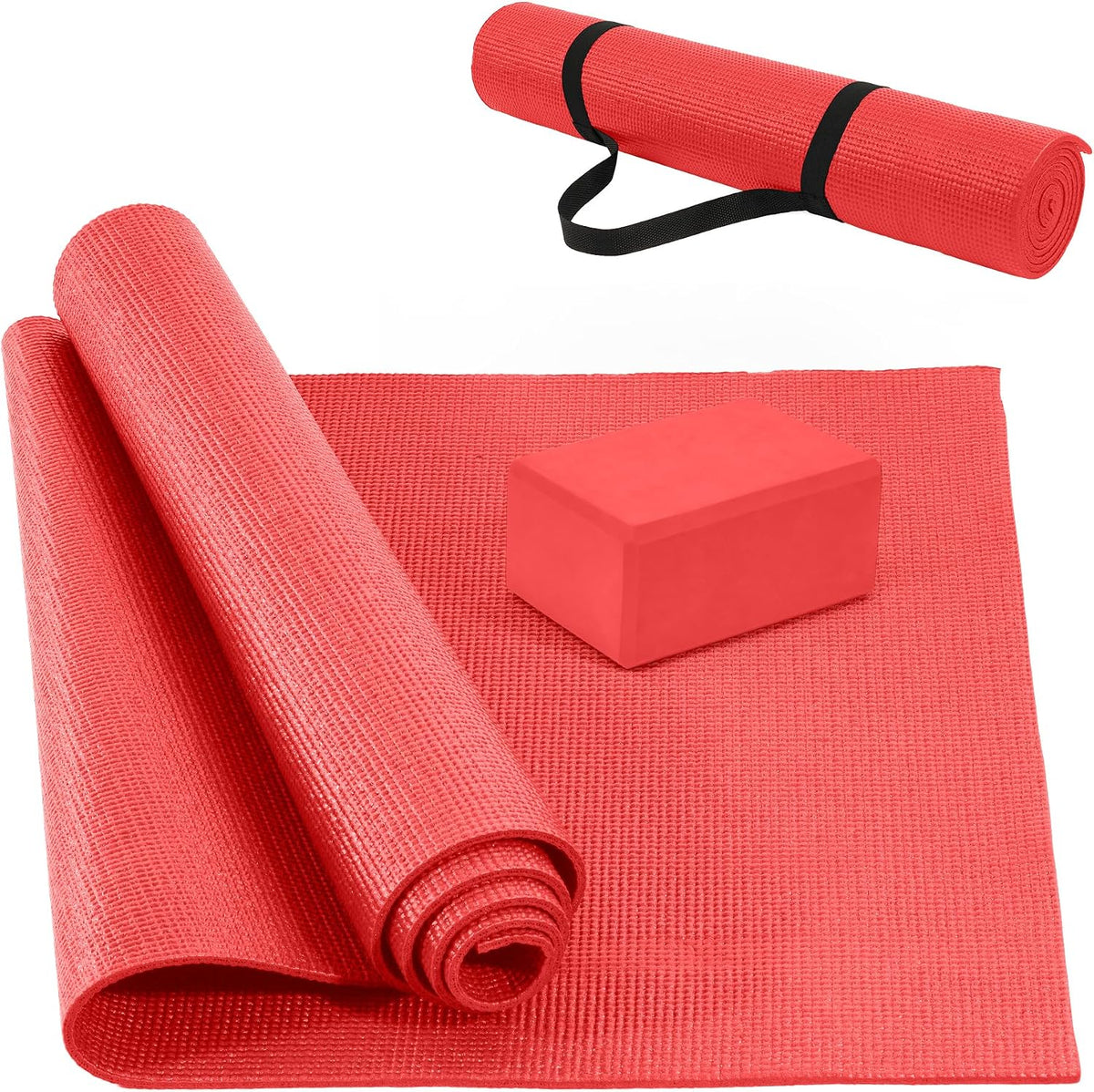 All Purpose Thick High Density No Tear Exercise Yoga Mat with Strap & Lightweight Features for Indoor & Outdoor Use