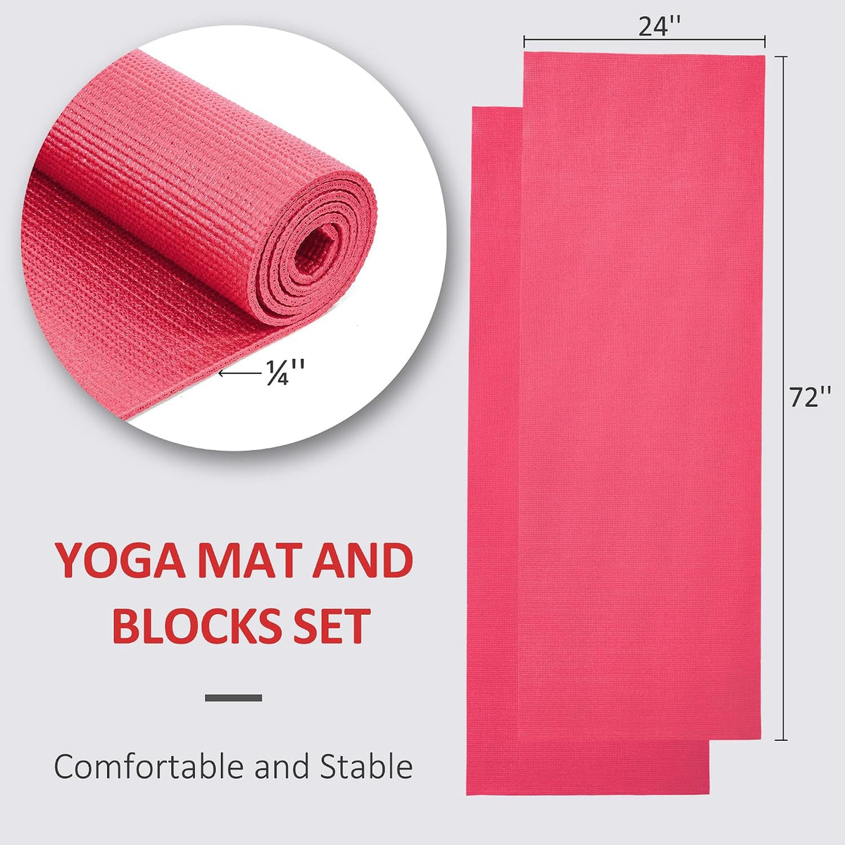 All Purpose Thick High Density No Tear Exercise Yoga Mat with Strap & Lightweight Features for Indoor & Outdoor Use