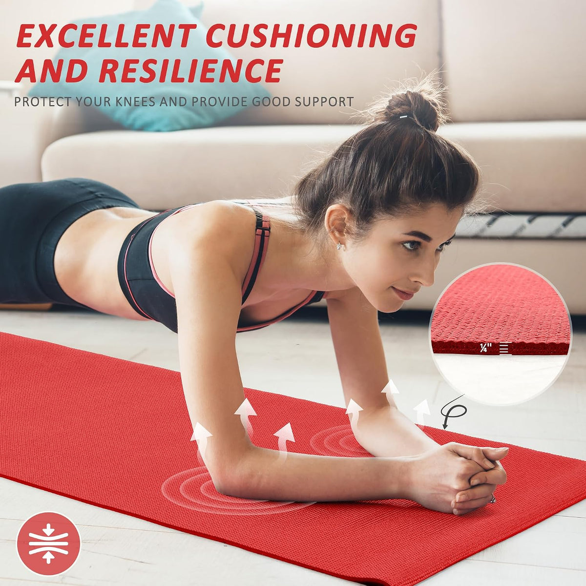 All Purpose Thick High Density No Tear Exercise Yoga Mat with Strap & Lightweight Features for Indoor & Outdoor Use