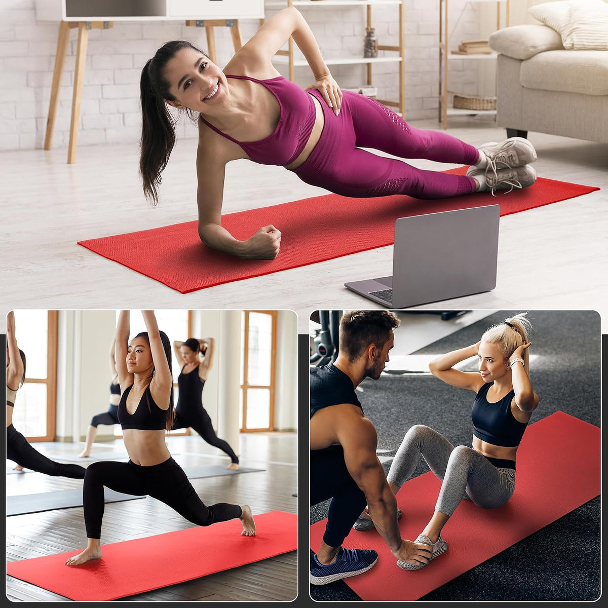 All Purpose Thick High Density No Tear Exercise Yoga Mat with Strap & Lightweight Features for Indoor & Outdoor Use