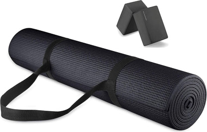 All Purpose Thick High Density No Tear Exercise Yoga Mat with Strap & Lightweight Features for Indoor & Outdoor Use