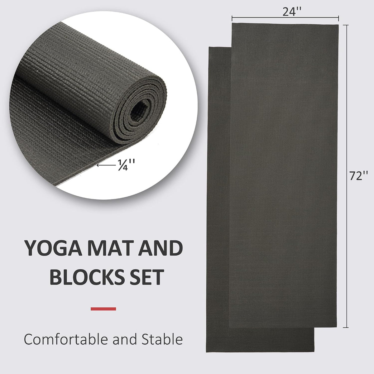 All Purpose Thick High Density No Tear Exercise Yoga Mat with Strap & Lightweight Features for Indoor & Outdoor Use