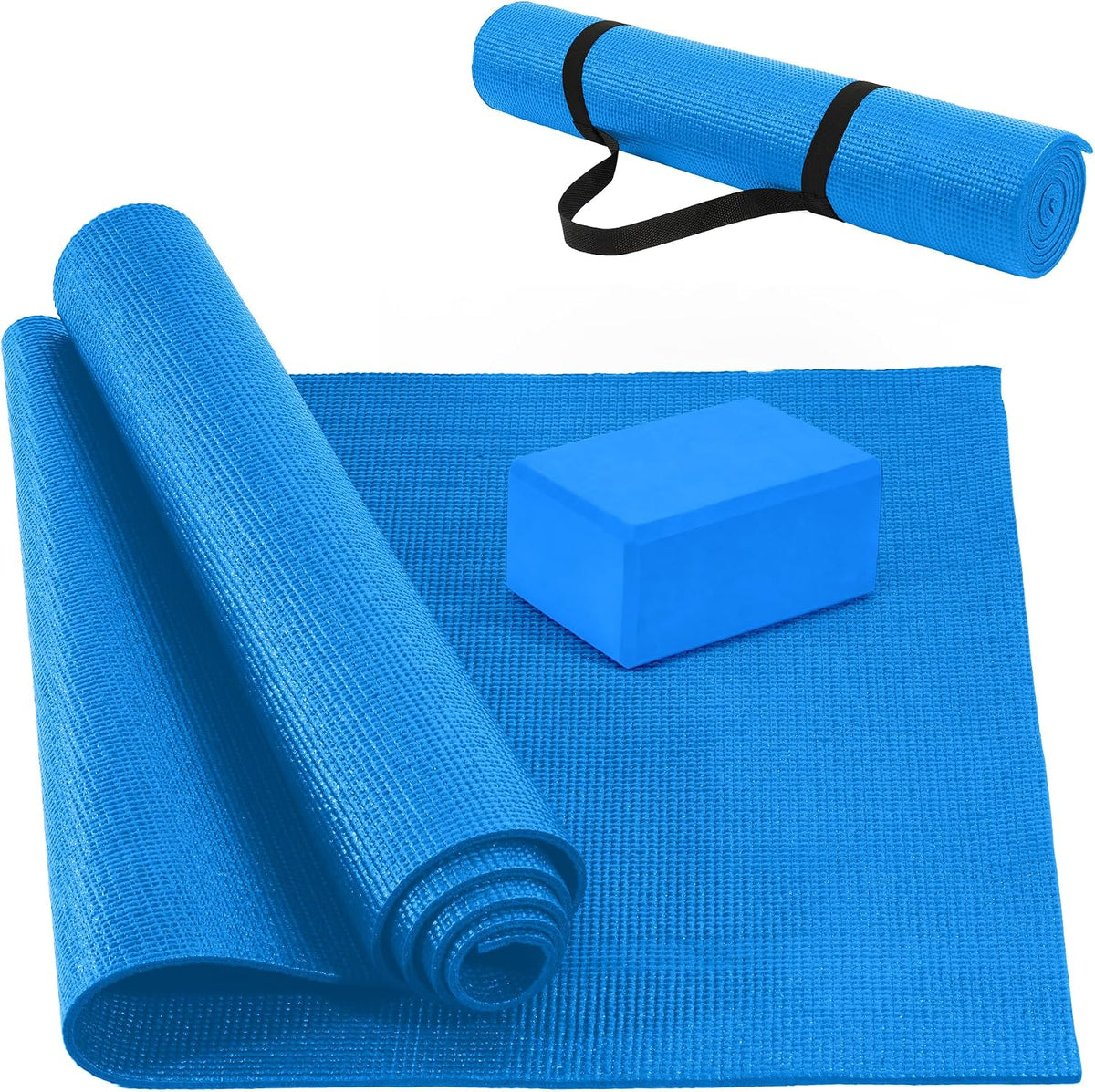 All Purpose Thick High Density No Tear Exercise Yoga Mat with Strap & Lightweight Features for Indoor & Outdoor Use