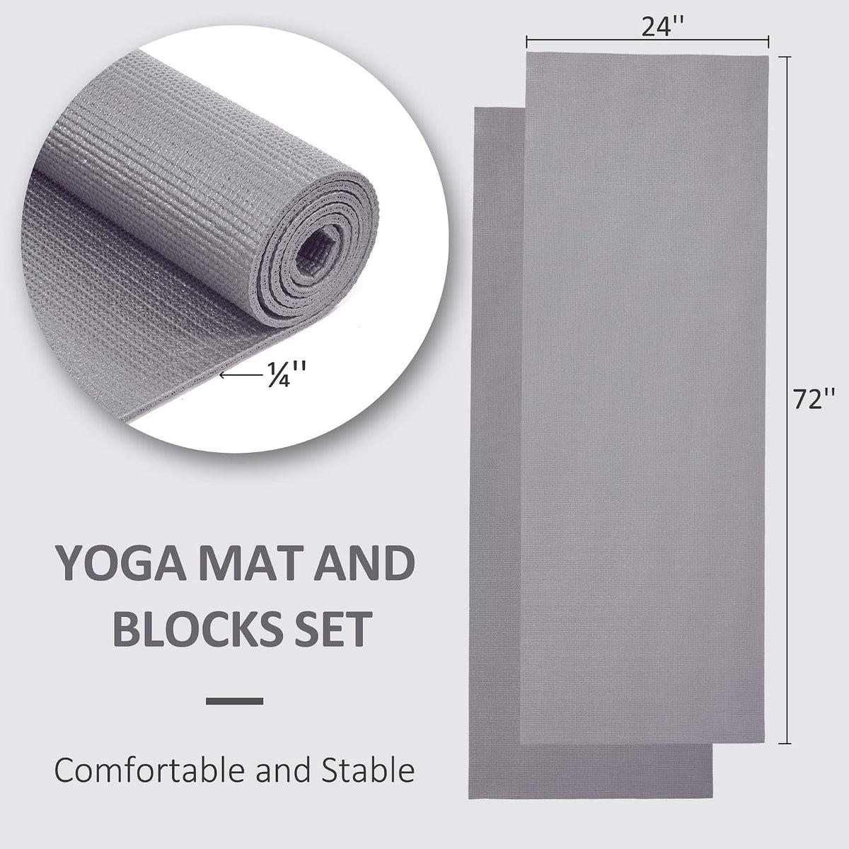 All Purpose Thick High Density No Tear Exercise Yoga Mat with Strap & Lightweight Features for Indoor & Outdoor Use