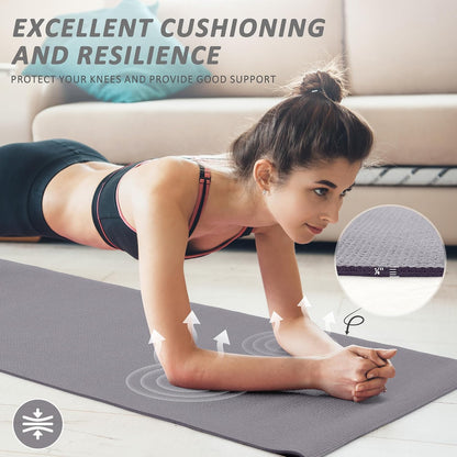 All Purpose Thick High Density No Tear Exercise Yoga Mat with Strap & Lightweight Features for Indoor & Outdoor Use