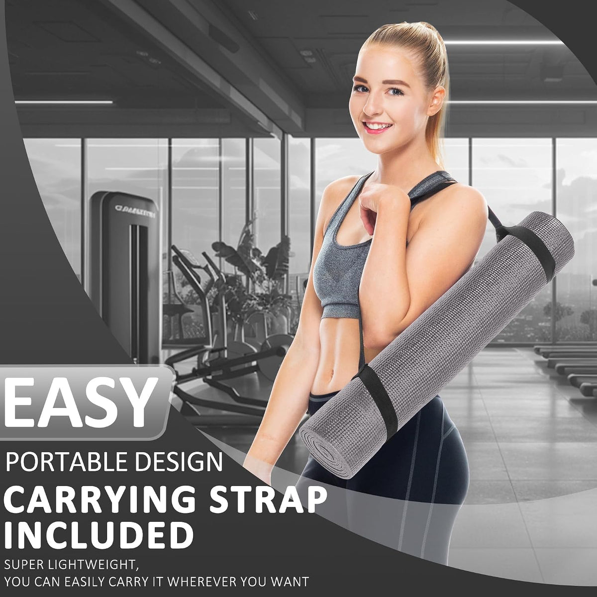 All Purpose Thick High Density No Tear Exercise Yoga Mat with Strap & Lightweight Features for Indoor & Outdoor Use