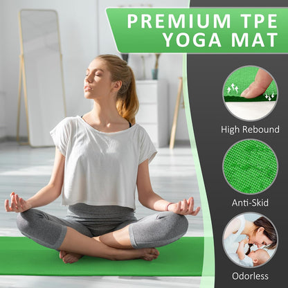 All Purpose Thick High Density No Tear Exercise Yoga Mat with Strap & Lightweight Features for Indoor & Outdoor Use