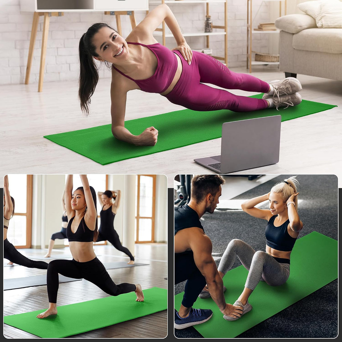 All Purpose Thick High Density No Tear Exercise Yoga Mat with Strap & Lightweight Features for Indoor & Outdoor Use