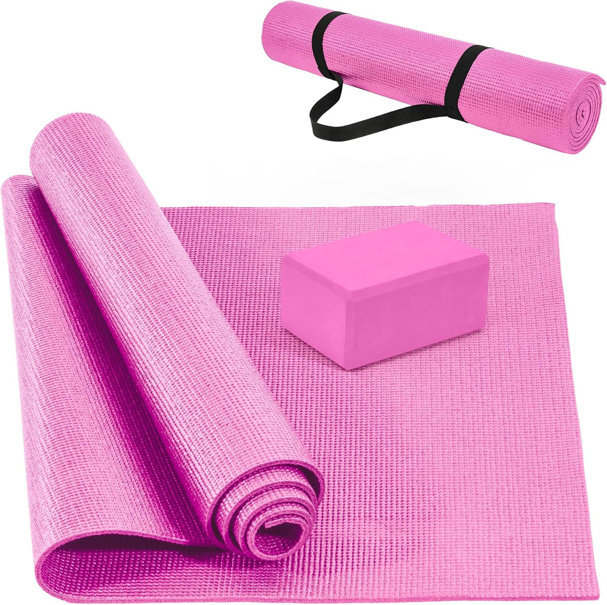 All Purpose Thick High Density No Tear Exercise Yoga Mat with Strap & Lightweight Features for Indoor & Outdoor Use