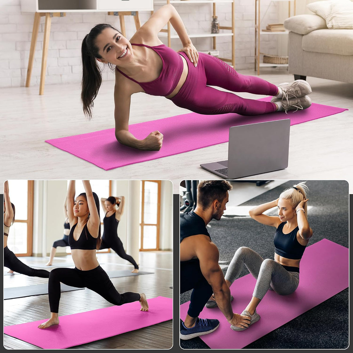 All Purpose Thick High Density No Tear Exercise Yoga Mat with Strap & Lightweight Features for Indoor & Outdoor Use