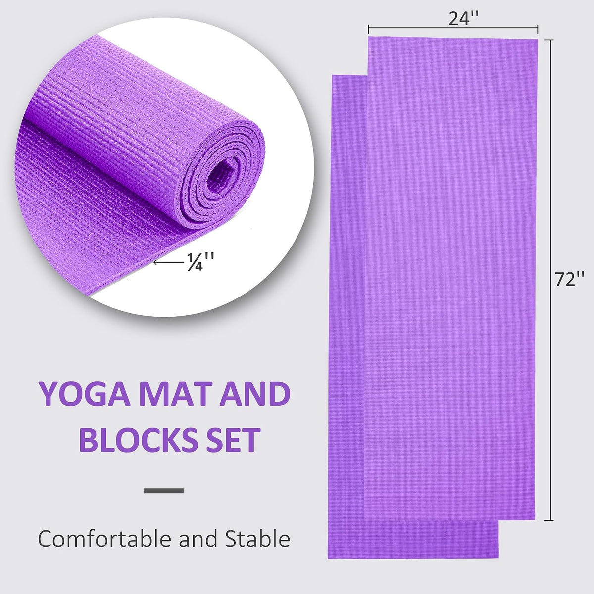 All Purpose Thick High Density No Tear Exercise Yoga Mat with Strap & Lightweight Features for Indoor & Outdoor Use