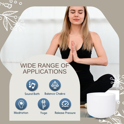 Crystal Singing Bowl 8 Inch White C Note 432Hz