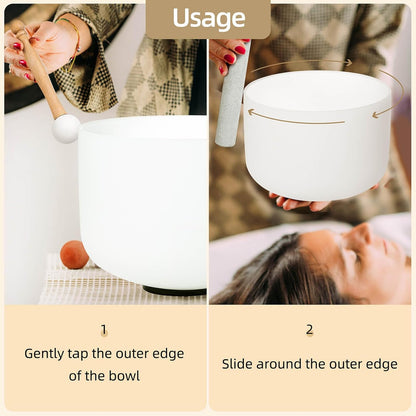Crystal Singing Bowl 8 Inch White C Note 432Hz