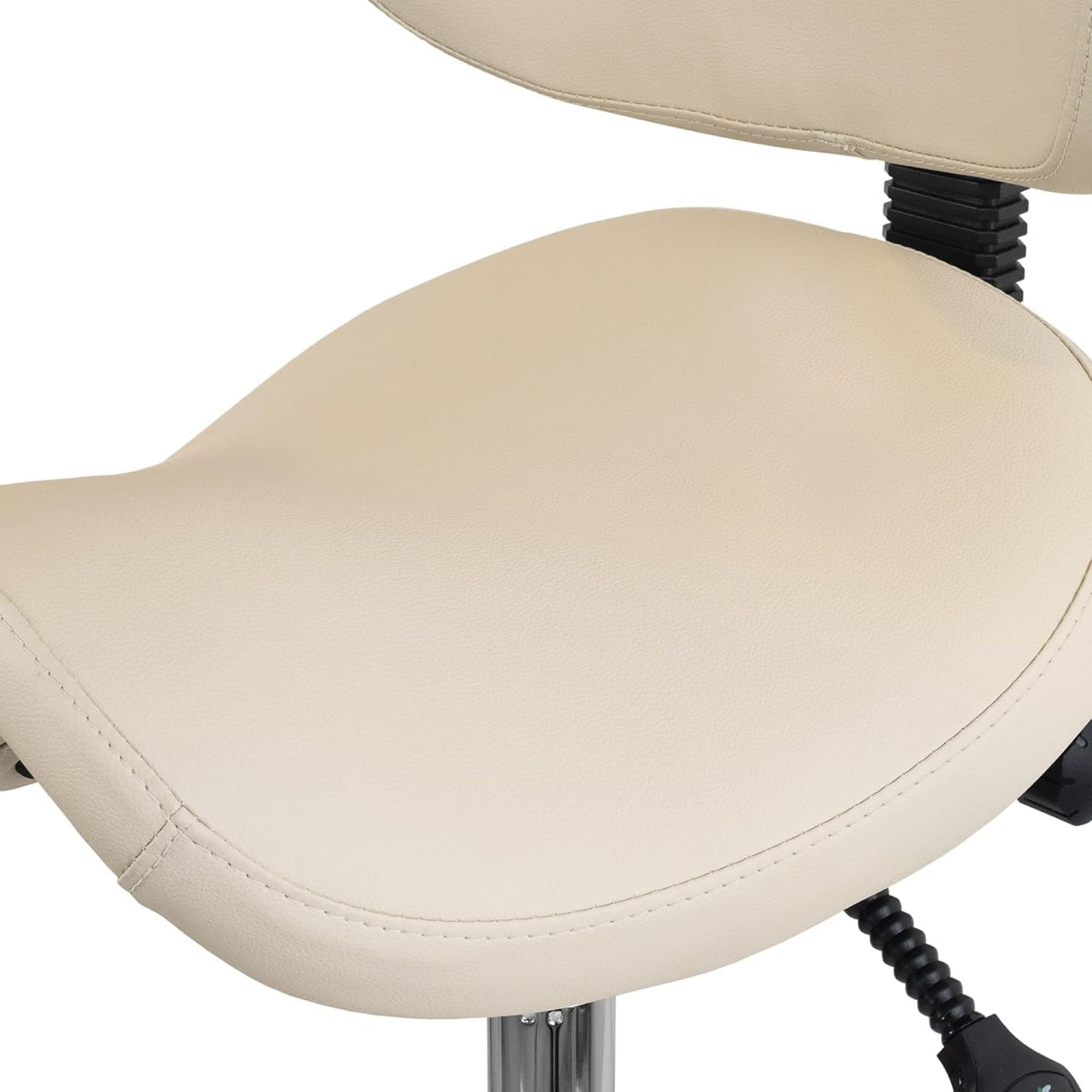 Ergonomic Saddle Stool with Back | Rolling Office Task Chair Adjustable Height Tilt Recline | Padded Seat for Medical Professionals, Dentists, and Artists, Black with Wheels, Single, Set of 1
