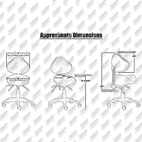Ergonomic Saddle Stool with Back | Rolling Office Task Chair Adjustable Height Tilt Recline | Padded Seat for Medical Professionals, Dentists, and Artists, Black with Wheels, Single, Set of 1