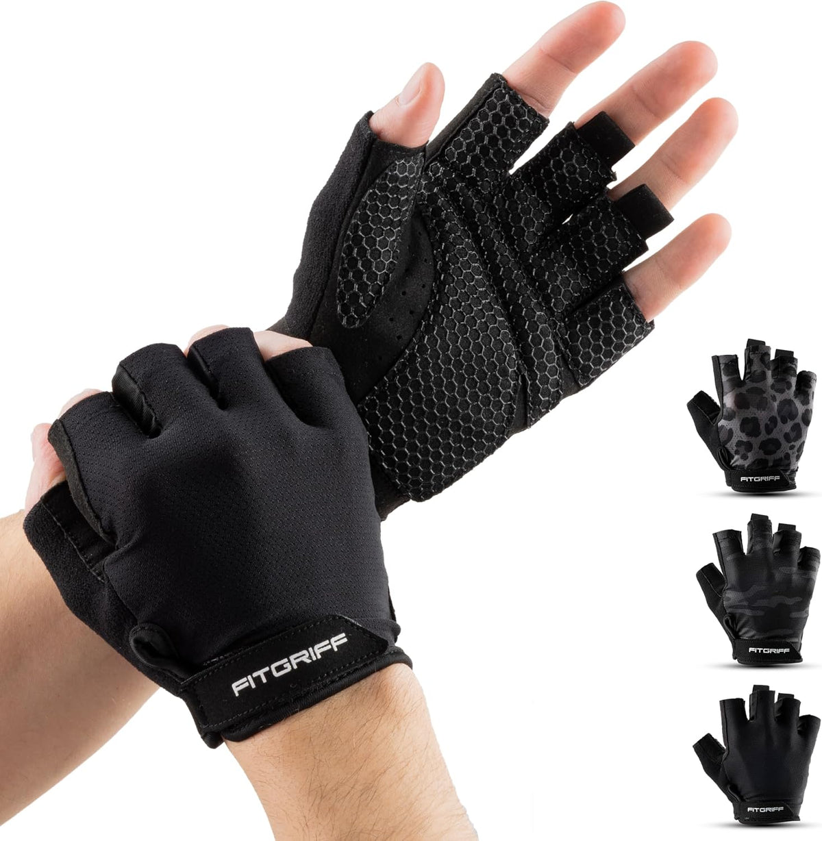 ® Workout Gloves (Padded) for Men & Women - Fingerless Gym Gloves for Weight Lifting, Training - Full Palm Protection