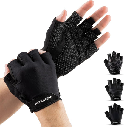 ® Workout Gloves (Padded) for Men & Women - Fingerless Gym Gloves for Weight Lifting, Training - Full Palm Protection