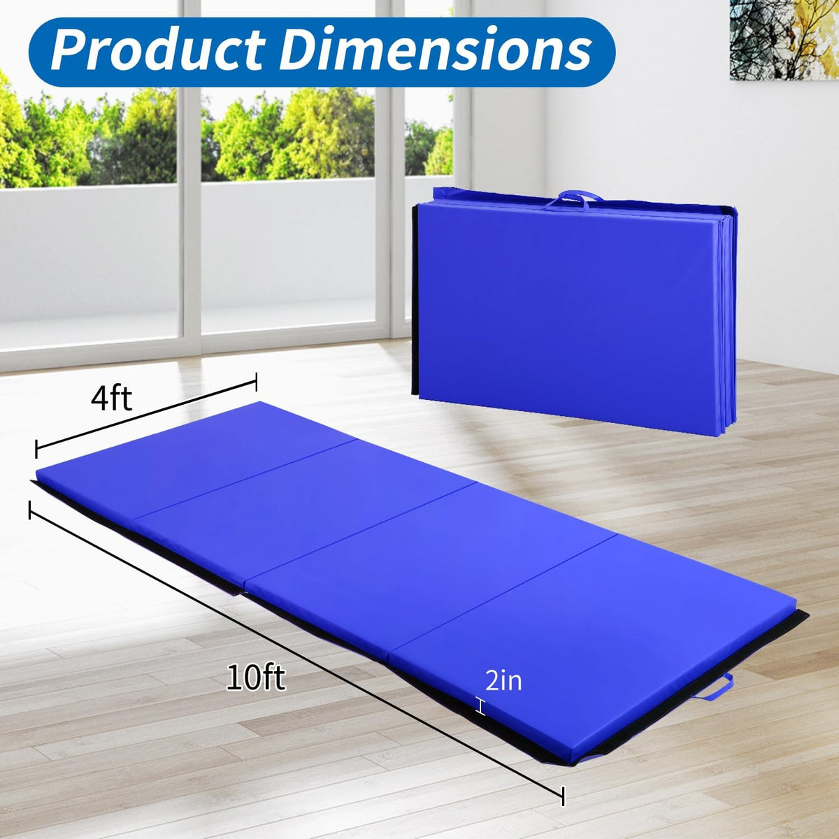 Gymnastics Mat, Folding Exercise Yoga Tumbling Mat for Kids, Padded