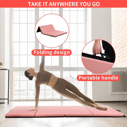 Gymnastics Mat, Folding Exercise Yoga Tumbling Mat for Kids, Padded