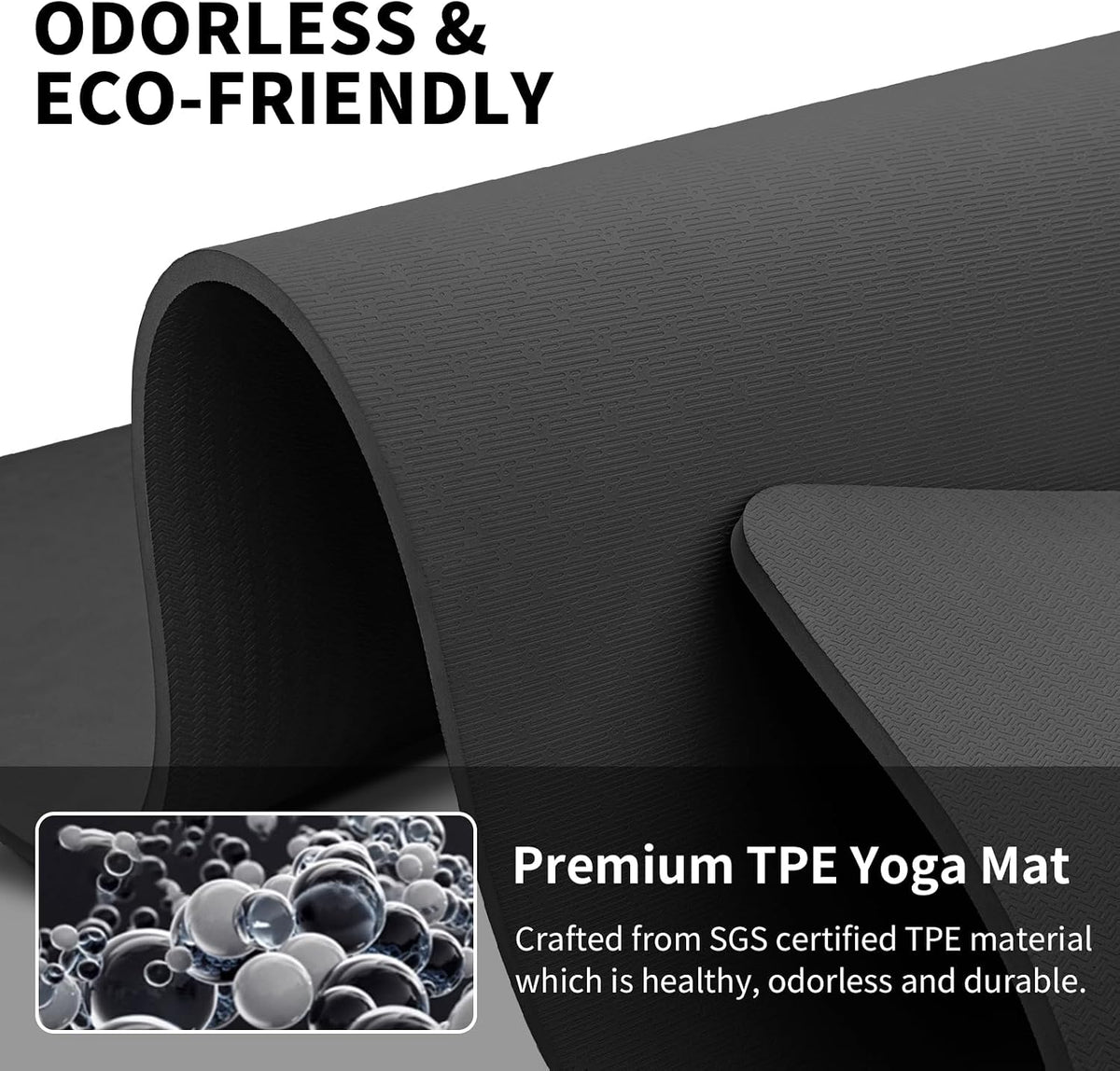 Hatha Yoga Extra Long TPE Yoga Mat 79" x 40" x 1/2" Thick Non-slip Exercise Mat for Home Gym Use, Yoga, Pilates, Fitness & Workouts
