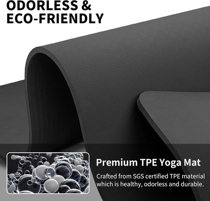 Hatha Yoga Extra Long TPE Yoga Mat 79" x 40" x 1/2" Thick Non-slip Exercise Mat for Home Gym Use, Yoga, Pilates, Fitness & Workouts