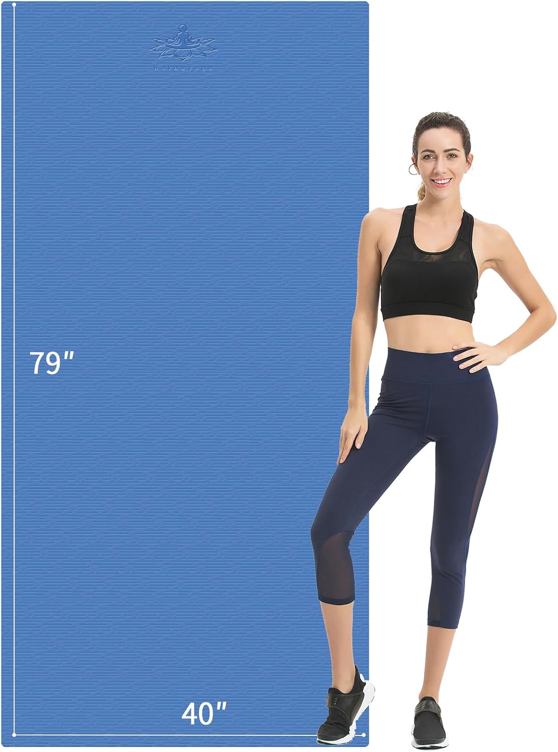 Hatha Yoga Extra Long TPE Yoga Mat 79" x 40" x 1/2" Thick Non-slip Exercise Mat for Home Gym Use, Yoga, Pilates, Fitness & Workouts
