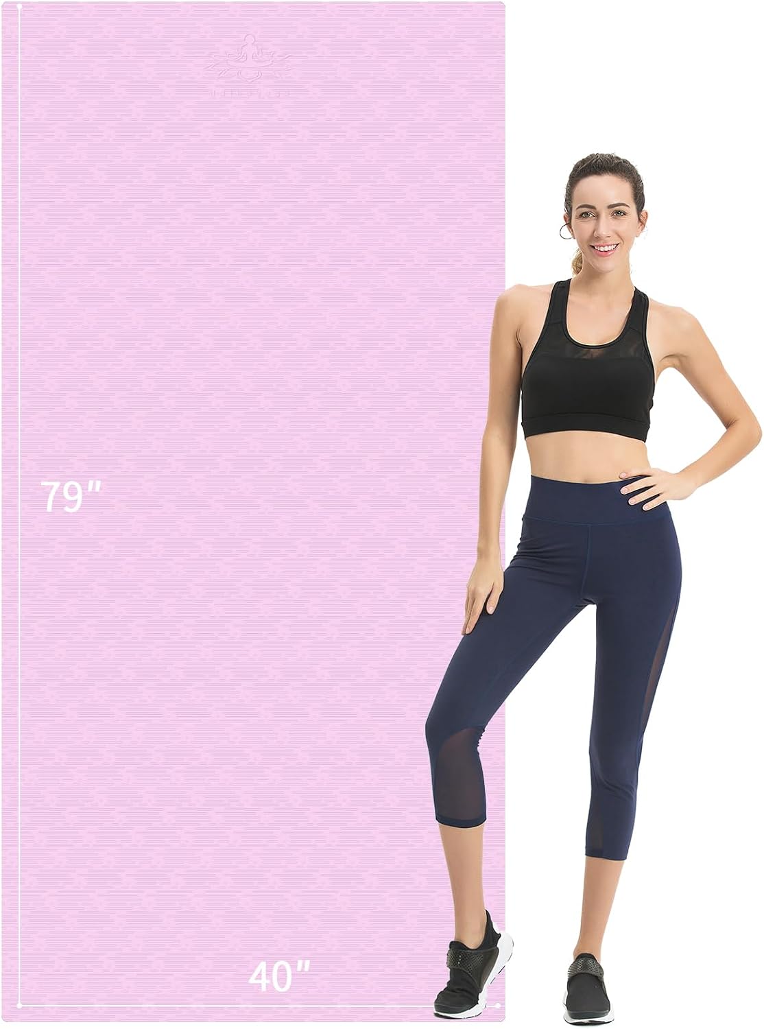 Hatha Yoga Extra Long TPE Yoga Mat 79" x 40" x 1/2" Thick Non-slip Exercise Mat for Home Gym Use, Yoga, Pilates, Fitness & Workouts