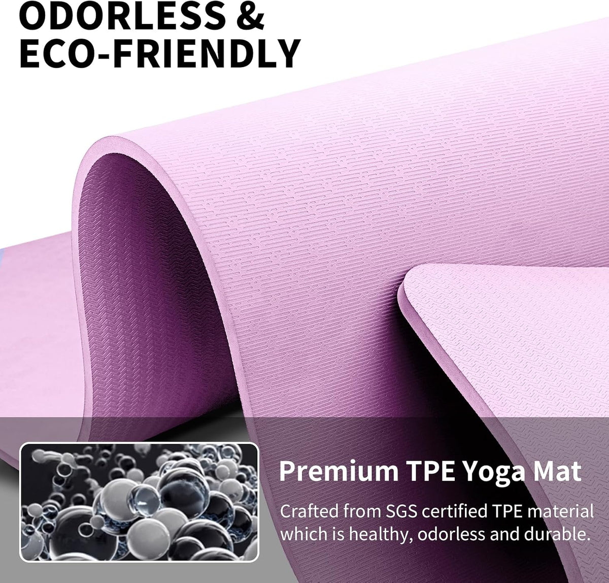 Hatha Yoga Extra Long TPE Yoga Mat 79" x 40" x 1/2" Thick Non-slip Exercise Mat for Home Gym Use, Yoga, Pilates, Fitness & Workouts