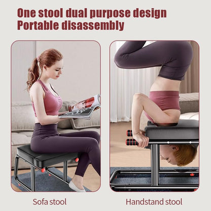 KBQ Yoga Headstand Bench, Yoga Inversion Chair, Headstand Trainer – U-Shaped Stool with 400LB Capacity, Double Armrest, Non-Slip Fitness Aid, Thick Breathable Mat, Home & Gym Stability Stool (Black)