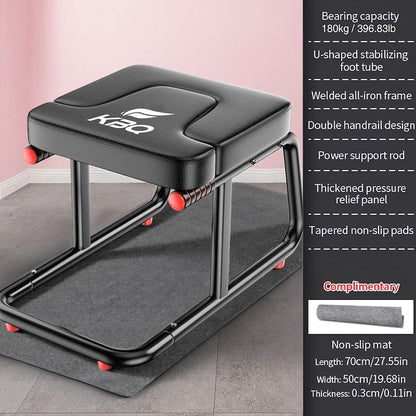 KBQ Yoga Headstand Bench, Yoga Inversion Chair, Headstand Trainer – U-Shaped Stool with 400LB Capacity, Double Armrest, Non-Slip Fitness Aid, Thick Breathable Mat, Home & Gym Stability Stool (Black)