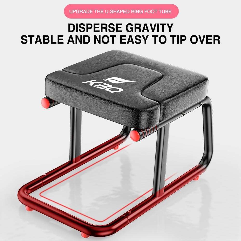 KBQ Yoga Headstand Bench, Yoga Inversion Chair, Headstand Trainer – U-Shaped Stool with 400LB Capacity, Double Armrest, Non-Slip Fitness Aid, Thick Breathable Mat, Home & Gym Stability Stool (Black)