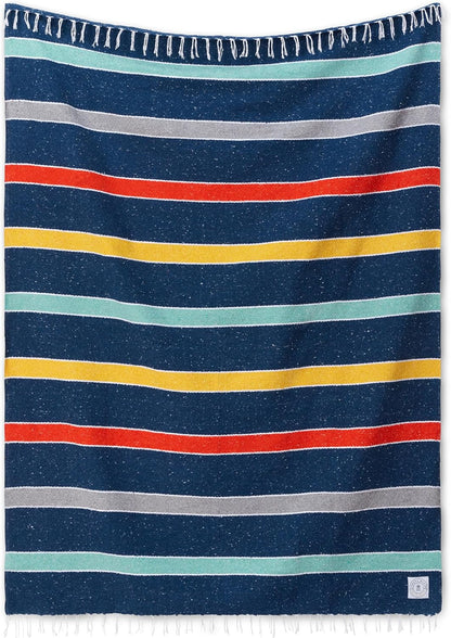 Mexican Blanket by Laguna Beach Textile Co - Beach, Yoga, Camping, or Decorative Throw Blanket - Traditional Handmade Serape (Ivory)