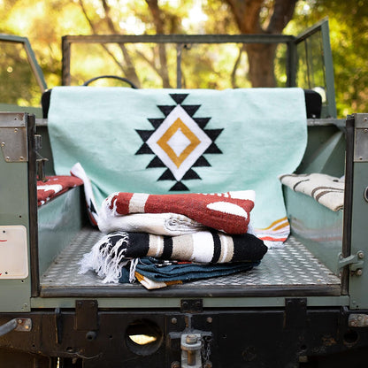 Mexican Blanket by Laguna Beach Textile Co - Beach, Yoga, Camping, or Decorative Throw Blanket - Traditional Handmade Serape (Ivory)