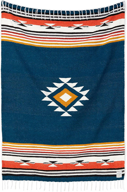 Mexican Blanket by Laguna Beach Textile Co - Beach, Yoga, Camping, or Decorative Throw Blanket - Traditional Handmade Serape (Ivory)