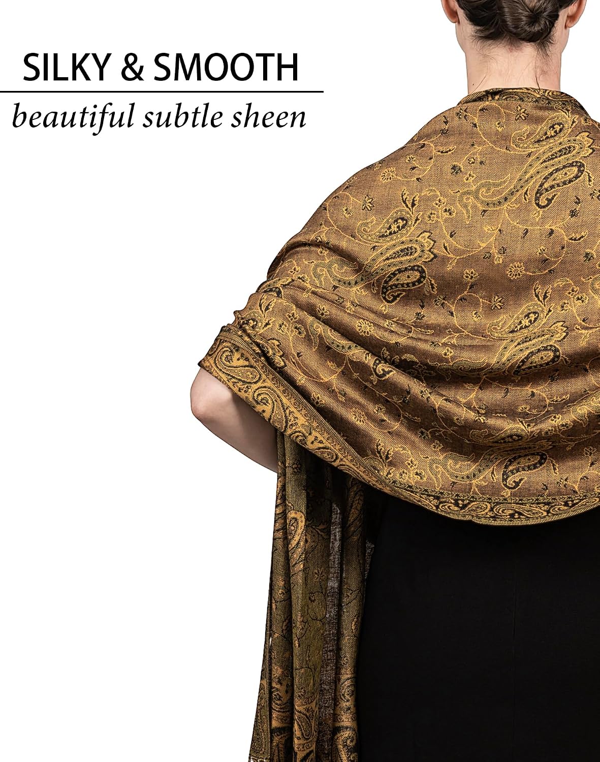 Reversible Paisley Pashmina Rave Scarf – Exotic Indian Shawls and Wraps for Evening Dresses, Festivals, All Seasons - Colors A