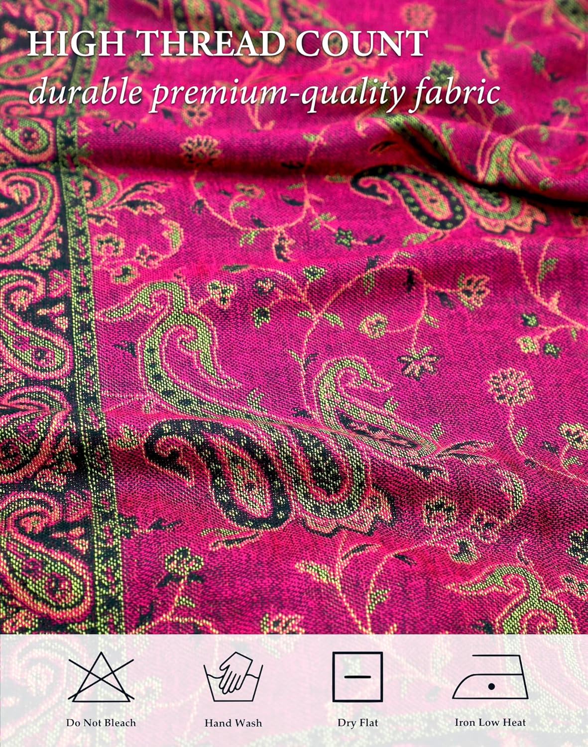 Reversible Paisley Pashmina Rave Scarf – Exotic Indian Shawls and Wraps for Evening Dresses, Festivals, All Seasons - Colors A