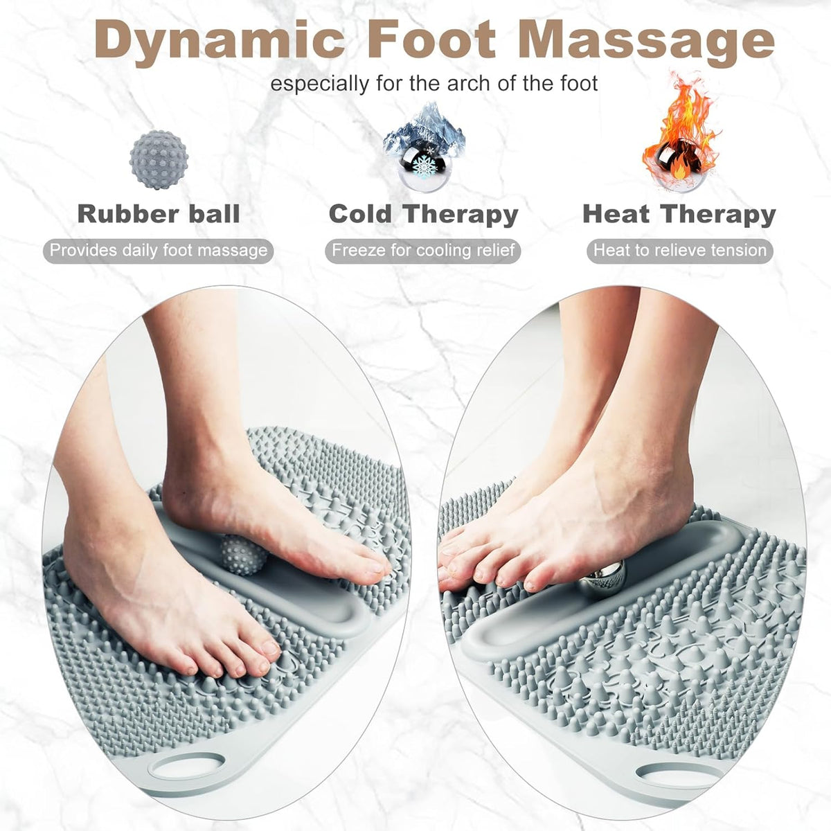 Foot Massage Acupressure Mat with Massage Balls for Foot Pain & Plantar Fasciitis Relief, Zoned Reflexology Pressure Point Mat for Sitting & Standing, Safe Food-Grade Silicone, 22'' x 13''
