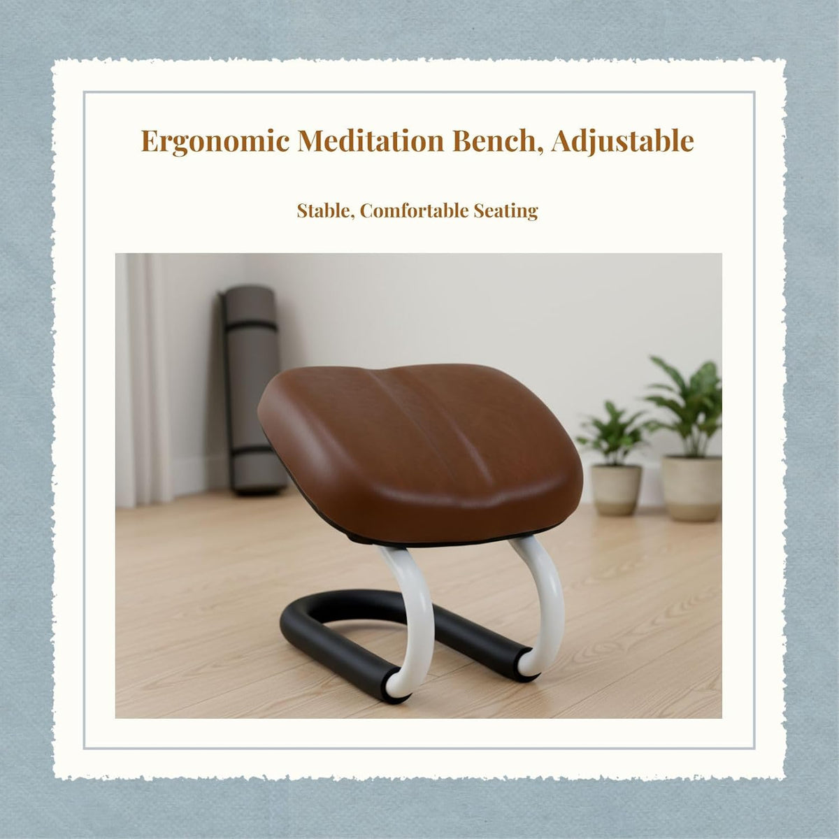 Kneeling Meditation Stool, Prayer Bench Adjustable Height, Portable Meditation Bench, for Studio Yoga Praying Prayer, Black