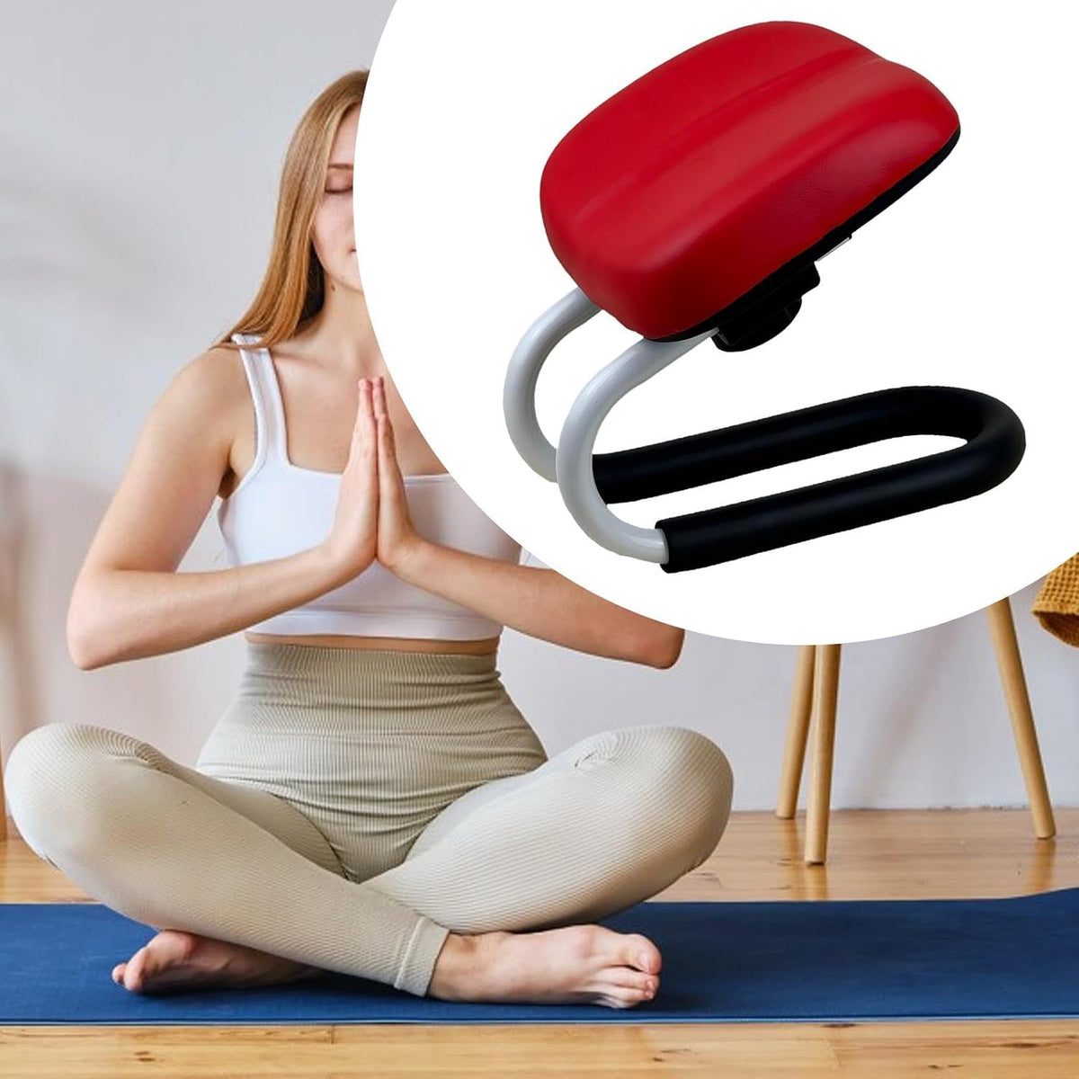Kneeling Meditation Stool, Prayer Bench Adjustable Height, Portable Meditation Bench, for Studio Yoga Praying Prayer, Black