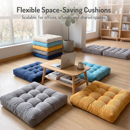 Large Floor Pillow for Adults, Square Meditation Cushion, 22 Inch Grey