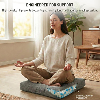 Large Floor Pillow for Adults, Square Meditation Cushion, 22 Inch Grey