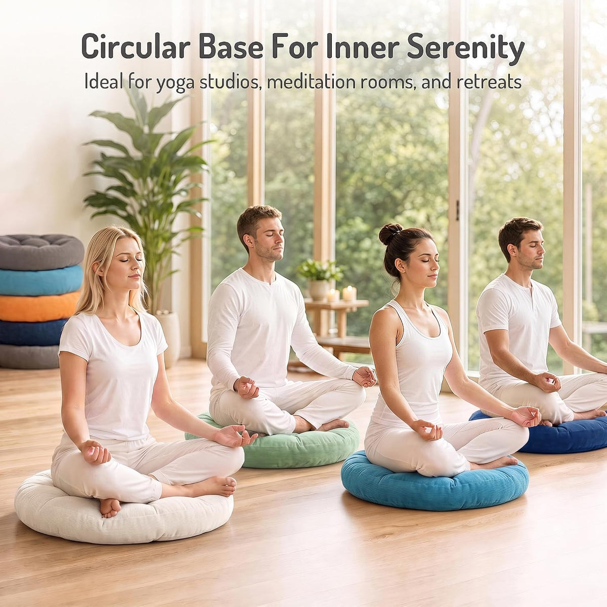 Large Floor Pillow for Adults, Square Meditation Cushion, 22 Inch Grey