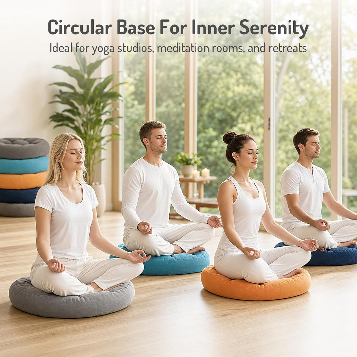 Large Floor Pillow for Adults, Square Meditation Cushion, 22 Inch Grey
