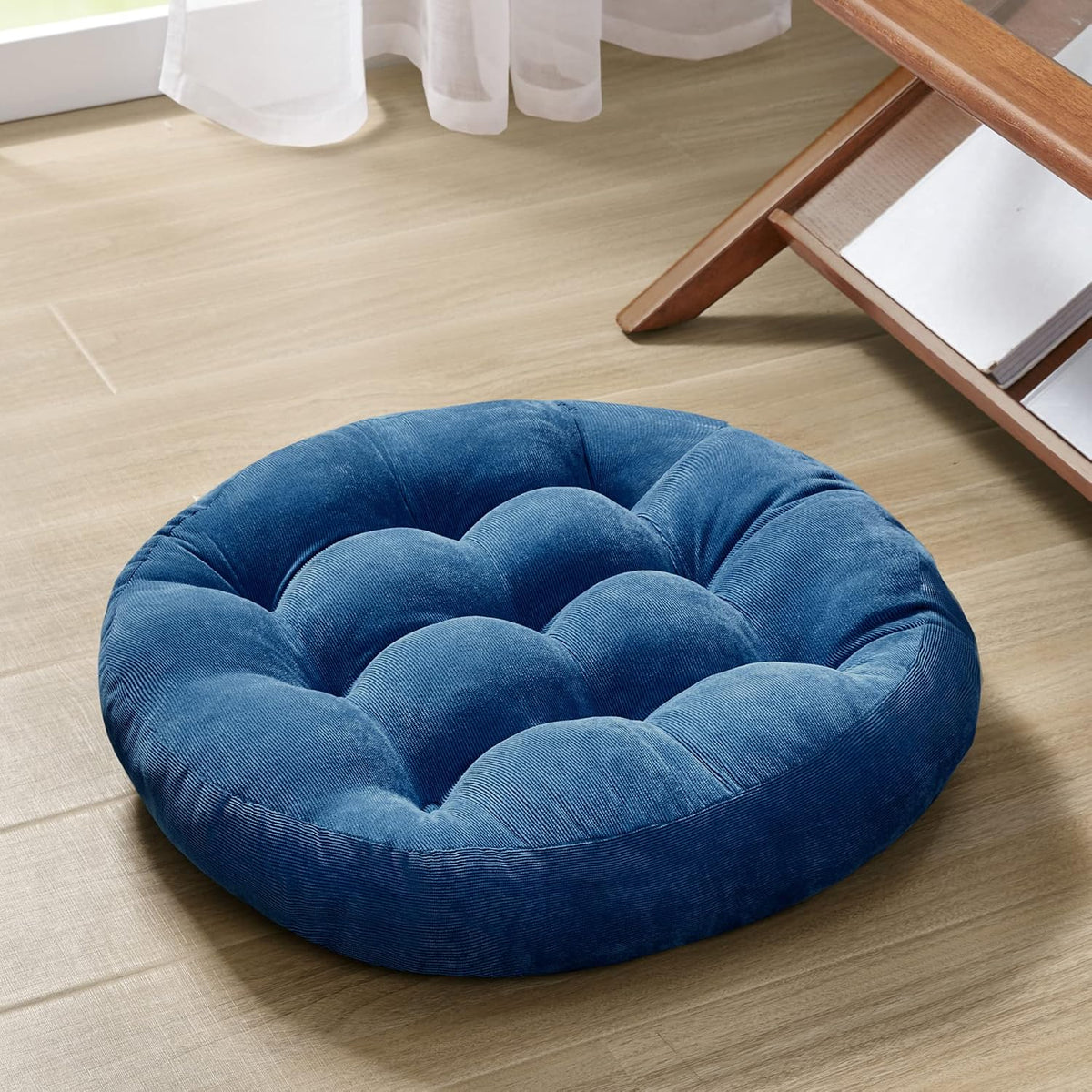 Large Floor Pillow for Adults, Square Meditation Cushion, 22 Inch Grey