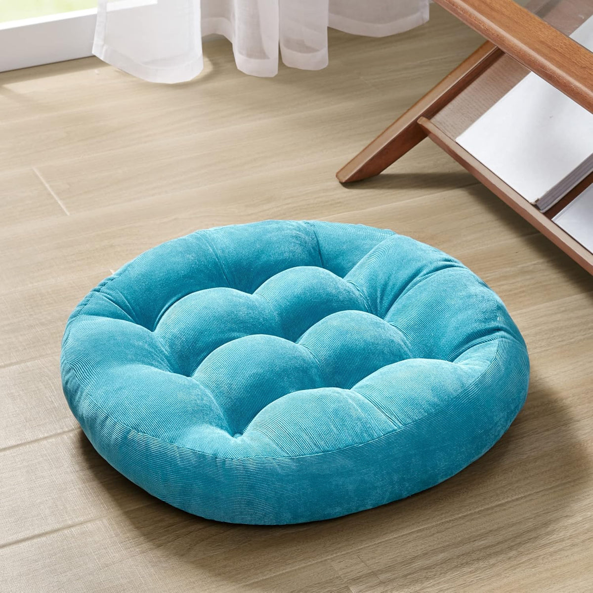 Large Floor Pillow for Adults, Square Meditation Cushion, 22 Inch Grey