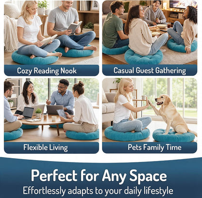 Large Floor Pillow for Adults, Square Meditation Cushion, 22 Inch Grey