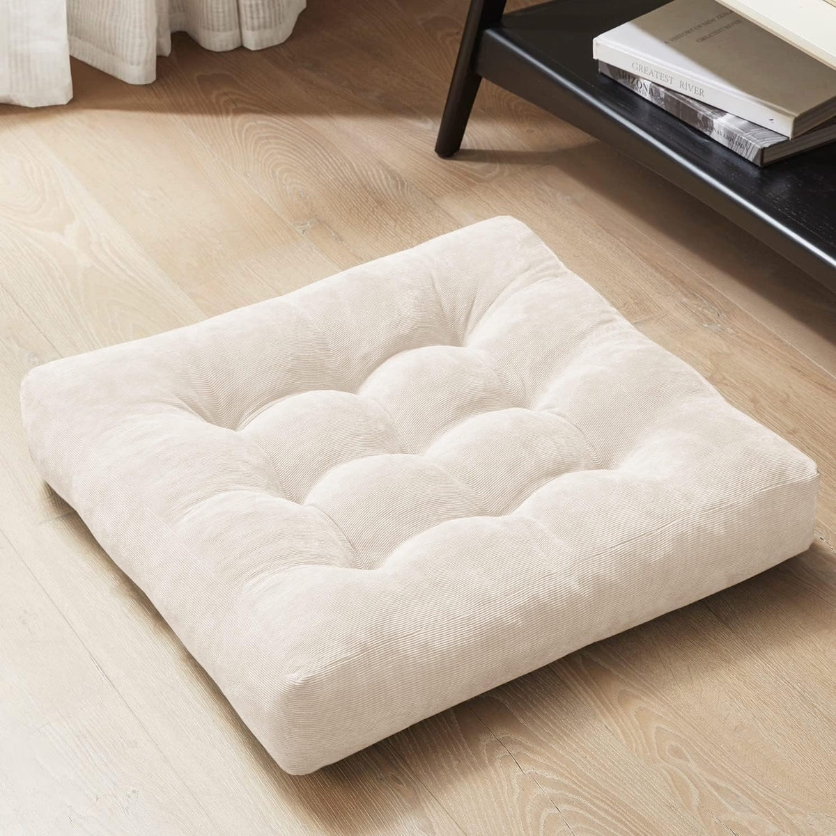 Large Floor Pillow for Adults, Square Meditation Cushion, 22 Inch Grey