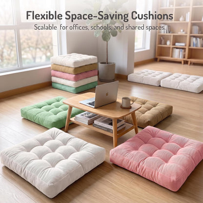 Large Floor Pillow for Adults, Square Meditation Cushion, 22 Inch Grey