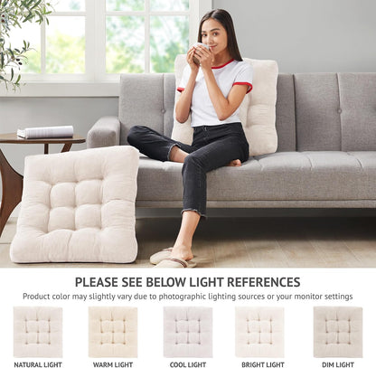 Large Floor Pillow for Adults, Square Meditation Cushion, 22 Inch Grey